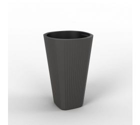Kvetináč plastový MUZA antracit, priemer 388 mm, výška 607 mm, s vložkou