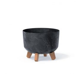 Kvetináč plastový, priemer 238mm, GRACIA BETON EFFECT, antracit, výška 187mm
