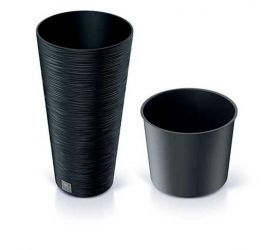 Kvetináč plastový, priemer 250mm, FURU SLIM, antracit, výška 480mm s vložkou
