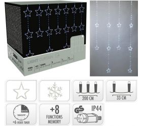Svetlo vianočné hviezdy/vločky 415/408 LED biele s funkciami, s časovačom
