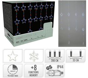Svetlo vianočné hviezdy/vločky 415/408 LED farebné s funkciami, s časovačom