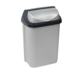 Kôš na odpad so zasúvacím vekom 10L, plastový, ROLL TOP, sivý