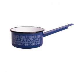 Kastról smaltovaný s rúčkou 14cm / 1L, dekor Čičmany