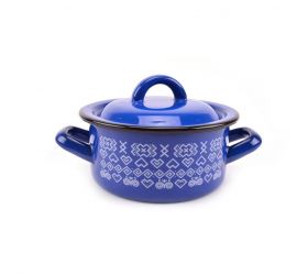 Kastról smaltovaný s pokrievkou, 22cm / 4,0L, dekor Čičmany