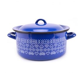 Kastról smaltovaný s pokrievkou, 28cm / 8,0L dekor Čičmany