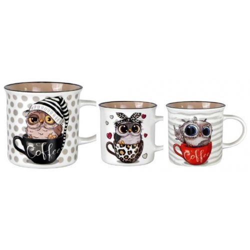 Hrnček porcelánový, 330ml, SOVA, mix 
