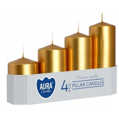 Sviečka adventná postupná 4ks metal zlatá 7-13 cm