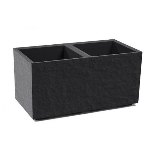 Kvetináč UH 790x390 mm KARO kameň čierny výška 394 mm na kolieskach
