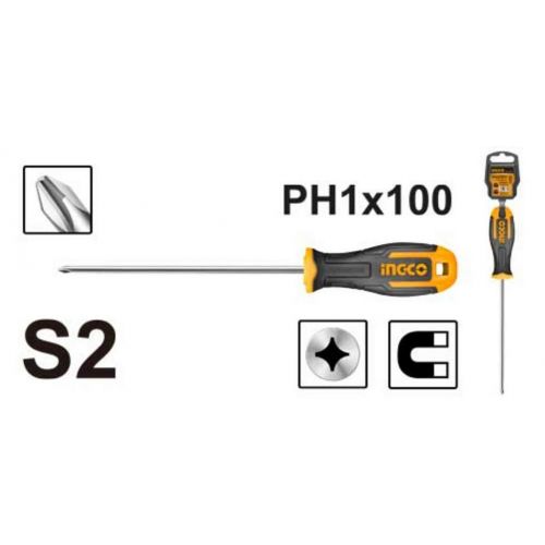 Skrutkovač krížový 5x100mm PH1 S2 INGCO