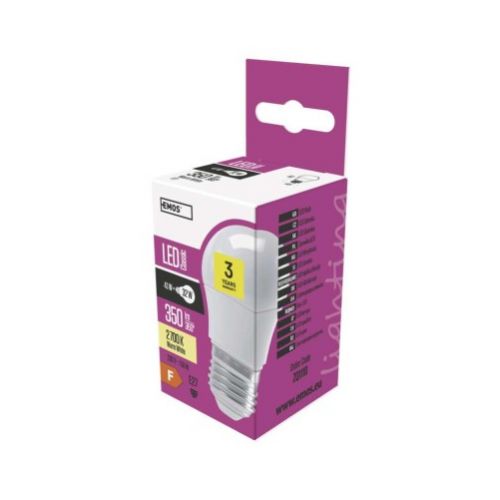 Žiarovka LED 4.1W E27 350lm 2700K 230V 45x80mm tvar mini guľa
