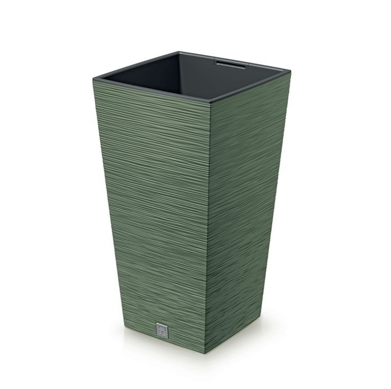 Kvetináč plastový 240x240 mm FURU SQUARE zelený, výška 450 mm s vložkou