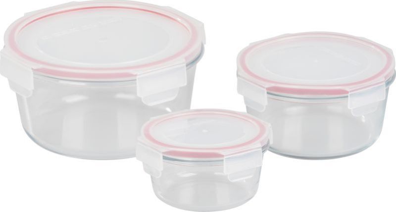 Dóza sklenená, 3ks, okrúhla s vekom, 370/800/1500 ml