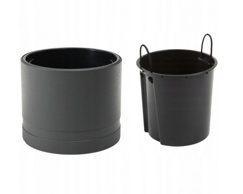 Kvetináč plastový priemer 430 mm, KOMA, antracit, výška 380 mm, s vložkou