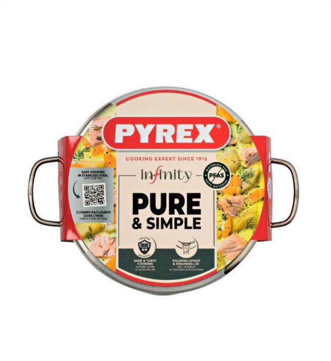 Kastról nerezový 4L, 24cm + sklenená pokrievka INFINITY PYREX