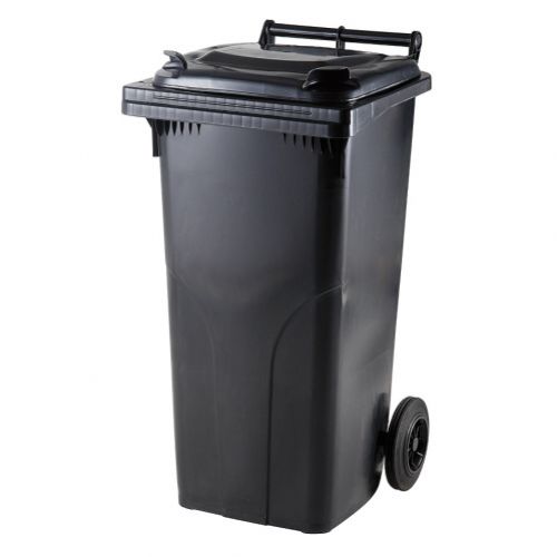 Popolnica plastová, 120L, čierna, kuka
