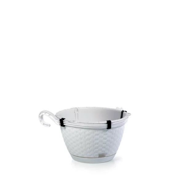 Kvetináč s úchytom plastový závesný, priemer 21,7cm, RATOLLA, imitácia ratanu, mocca