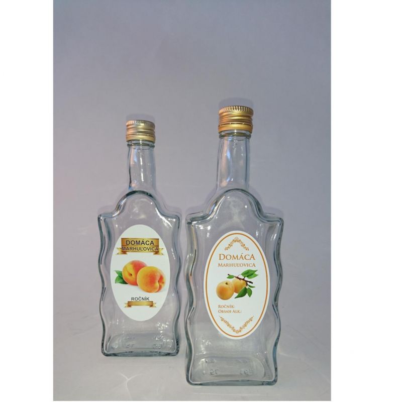 Sklenená fľaša, 500 ml, hranatá, MARHUĽOVICA, s uzáverom na závit, kláštorná