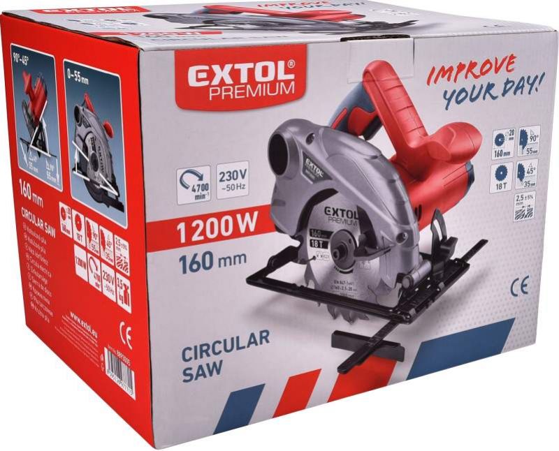 EXTOL PREMIUM Kotúčová píla, 1200 W, 160 mm, max. prierez 55 mm
