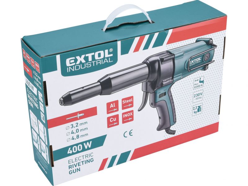 EXTOL INDUSTRIAL Nitovacia pištoľ, príkon 400W, nitovacia sila 8000N, zdvih 22mm foto4