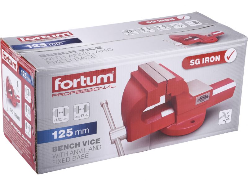 FORTUM Zverák pevný 125mm s kovadlinou