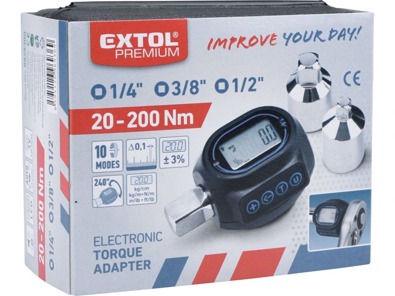 EXTOL PREMIUM Adaptér momentový digitálny, 1/2",20-200Nm foto4